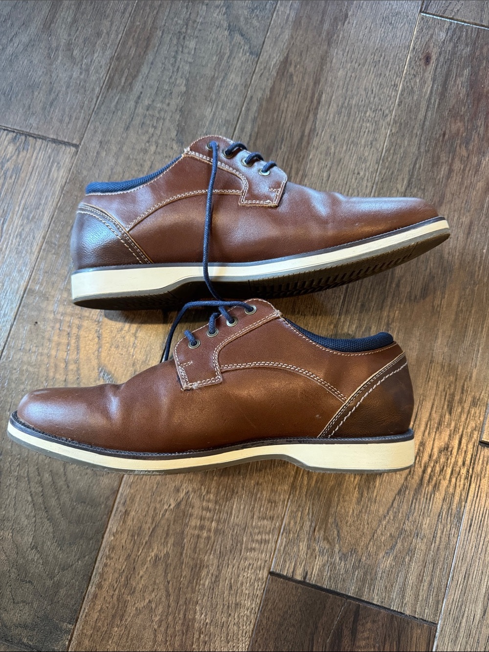 Sonoma Brown Leather Derby Shoes with Navy Accents